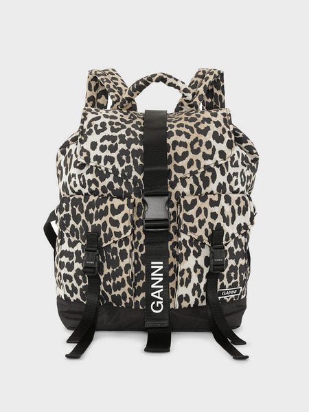 Ganni Leopard Tech Backpack