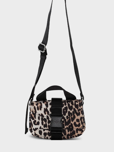 Ganni Leopard Tech Mini Satchel Bag