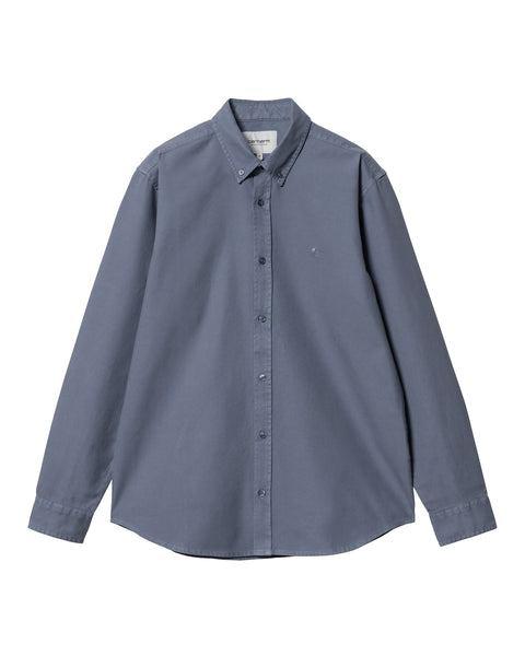 Carhartt Camisa Ls Bolton - Hudson Blue (garment Dyed)