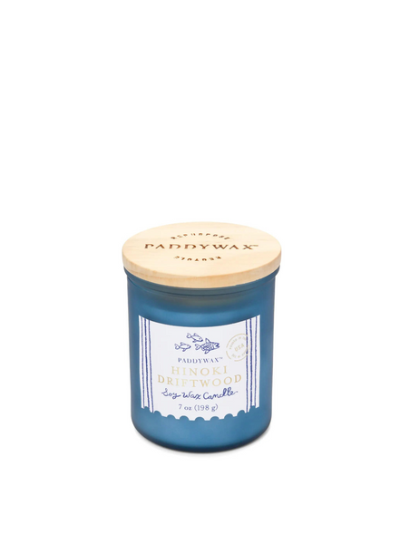 Paddywax Coastal Glass Candle Sea Blue In Hinoki Driftwood From Paddywax