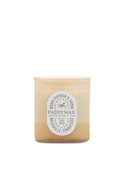 Paddywax Vista Glass Candle Tan In Worn Leather & Smoke 12oz From Paddywax