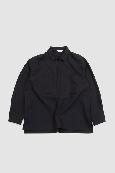Still By Hand Buttonless Overshirt Charcoal
