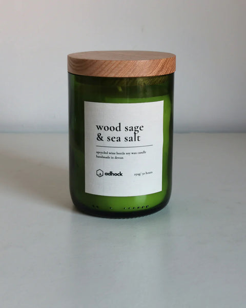 Adhock Homeware Wine Bottle Candle - Wood Sage & Sea Salt