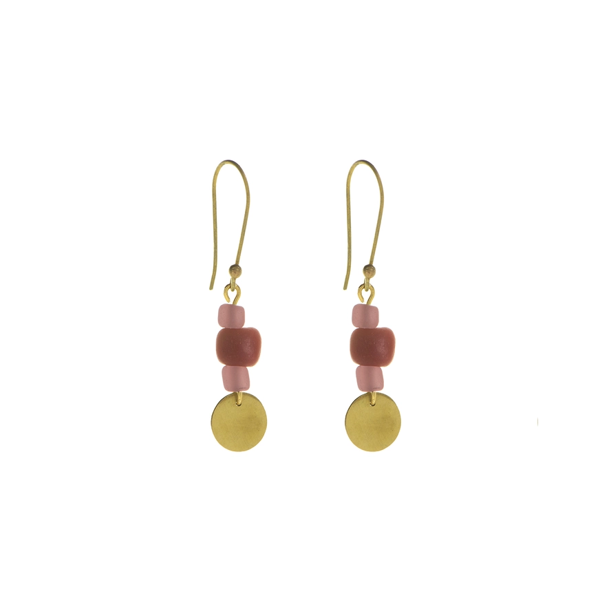 Just Trade  Earth Trio Earrings- Pink