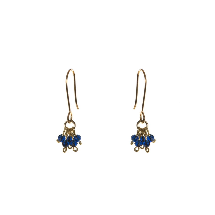 Just Trade  Elizabeth Beaded Drop Earrings - Small Navy Blue 