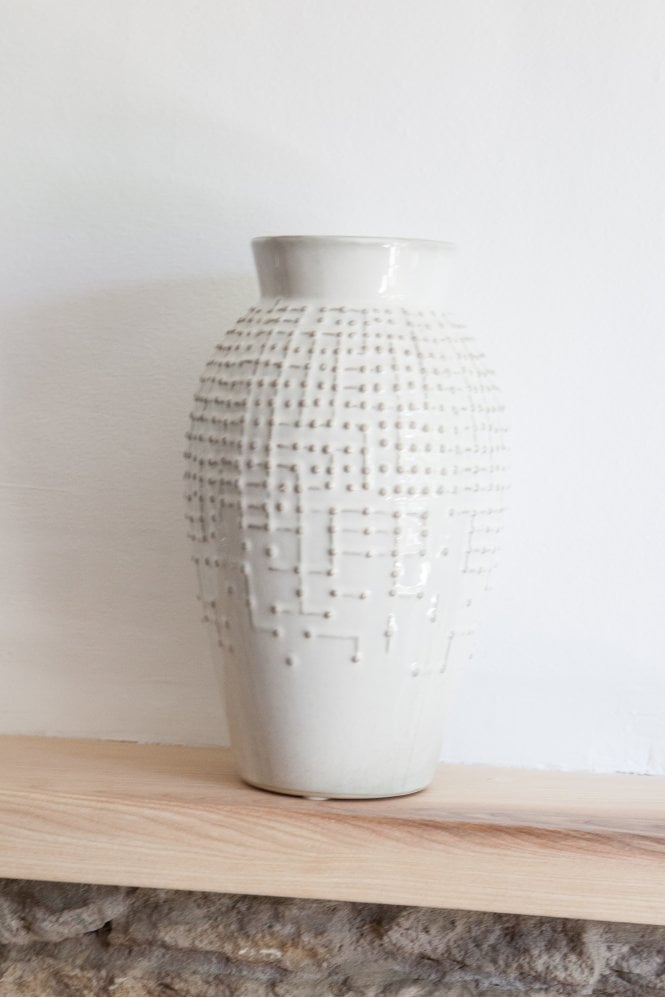 The Home Collection Off White Dot Vase