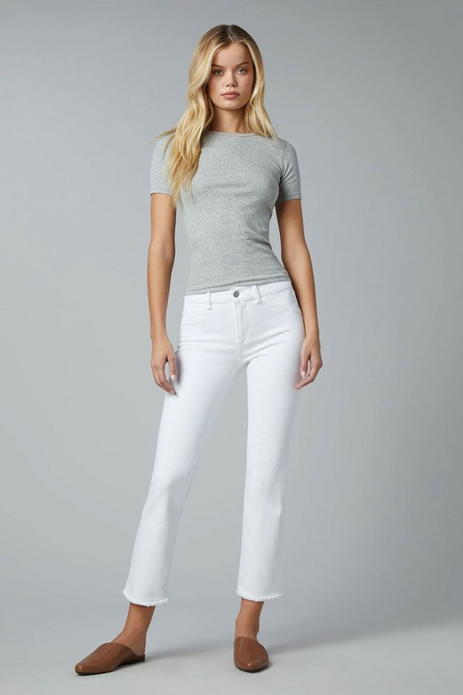 DL1961 Mara Straight Mid Rise Instasculpt Ankle Jeans In Milk