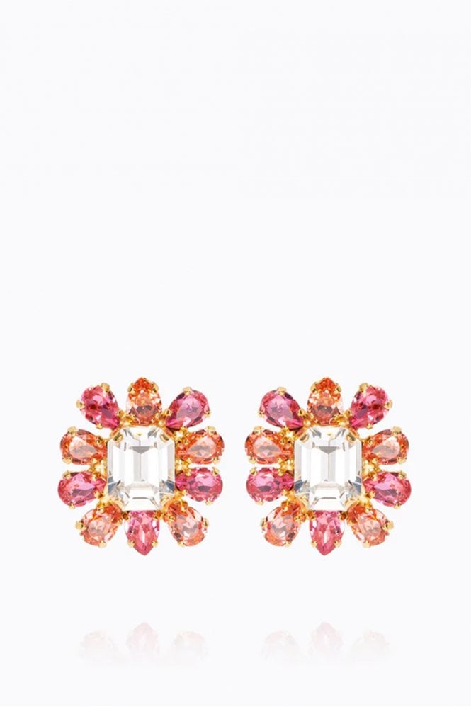 Caroline Svedbom Peony Earrings In Coral Combo