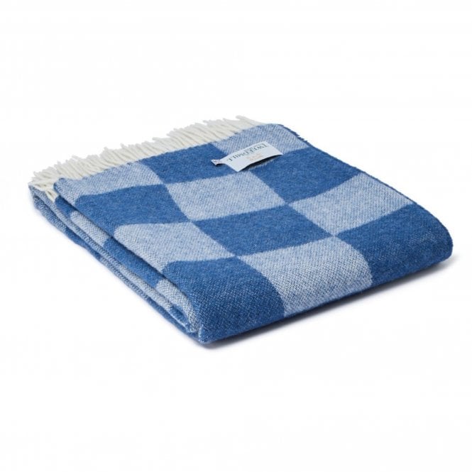 Tweedmill Textiles Blue Pure New Wool Bijou Checkerboard Throw 