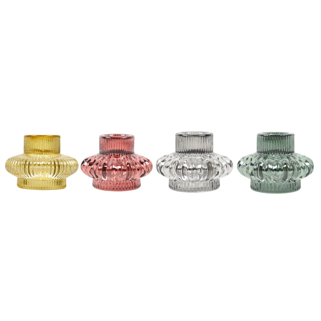 Grand Illusions Glass Duo Candleholder Set of 4