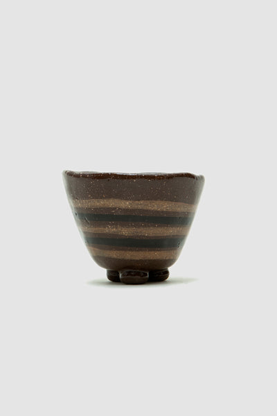 Cristaseya Anaphi Ceramic Cup with Legs Brown/Beige/Black Stripes