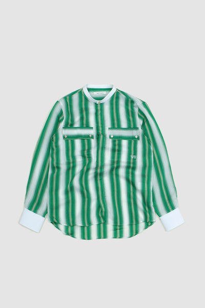 Wales Bonner Cadence Silk Shirt Green/Ivory