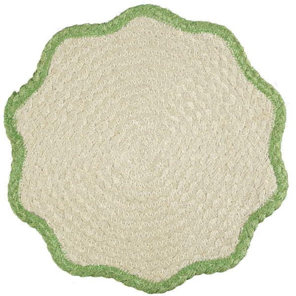 The Braided Rug Company Green Tulip Jute Placemat - Set Of Six