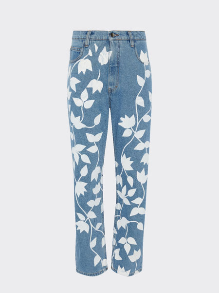 Fanfare High Waisted Organic & Recycled White Petal Blue Jeans