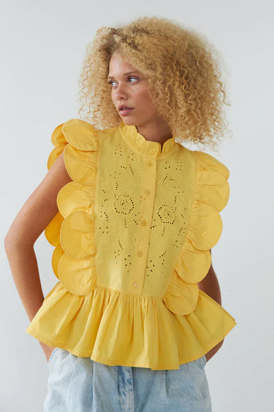 Stella Nova Embroidery Anglaise Sweet Yellow Top