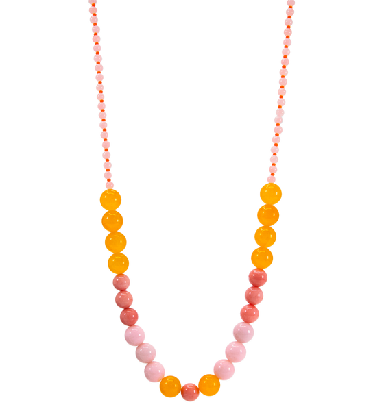 HN Pink Mashan Jade, Citrus & Sunstone Beaded Necklace