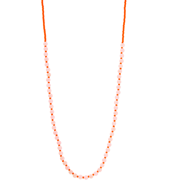 HN Pink Mashan Jade & Orange Beaded Necklace