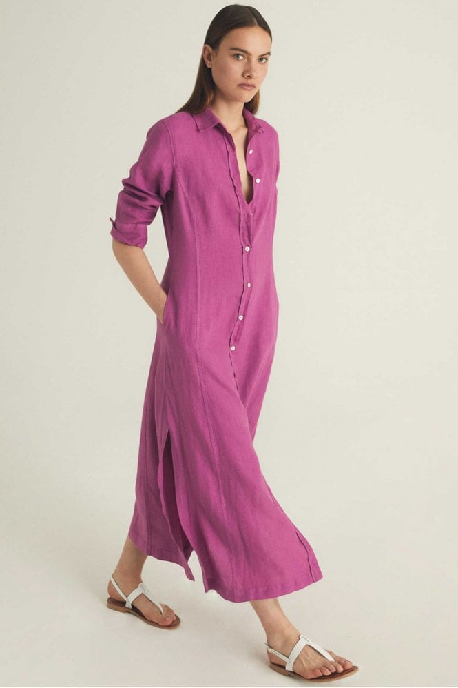 Rosso35 Linen Shirt Dress In Fuchsia Pink