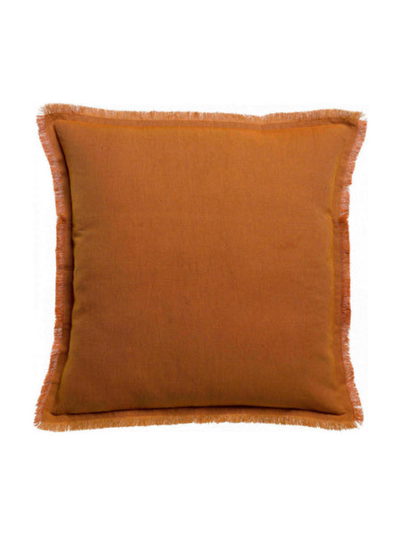 Viva Raise Laly Linen & Cotton Plain Cushion In Copper - 45x45cm