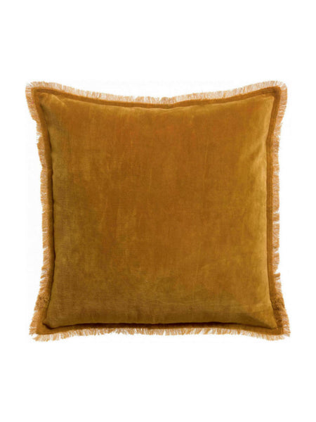 Viva Raise 45 x 45cm Fara Saffron Fringed Velvet Cushion 