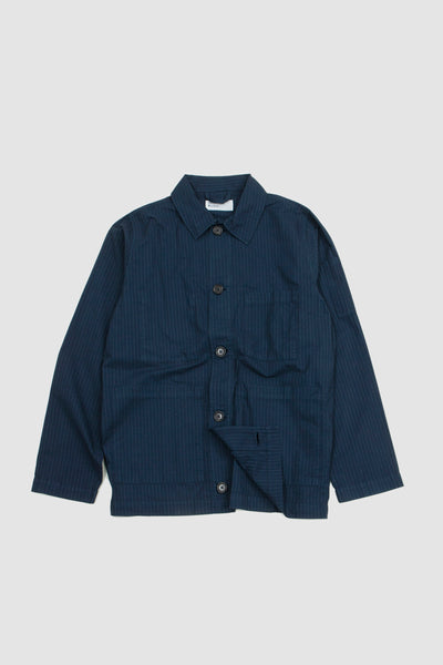 Universal Works Coverall Jacket Navy Nearly Pinstripe