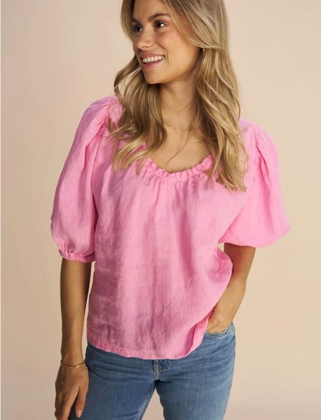 Fabric Boutique Mos Mosh - Taissa Linen Blouse, Begonia Pink