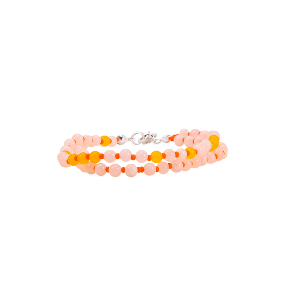 HN Pink Mashan Jade, Citrus & Orange Beaded Bracelet