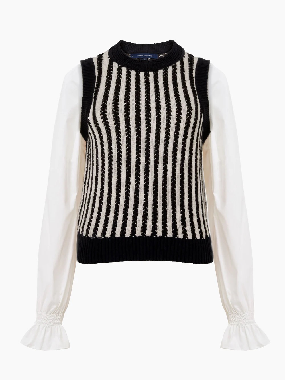 french-connection-moma-vest-mix-or-black-ash-classic-cream