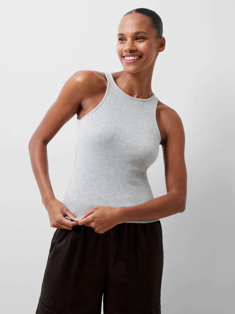 French Connection Rassia Sheryle Ribbed Tank | Grey Mel