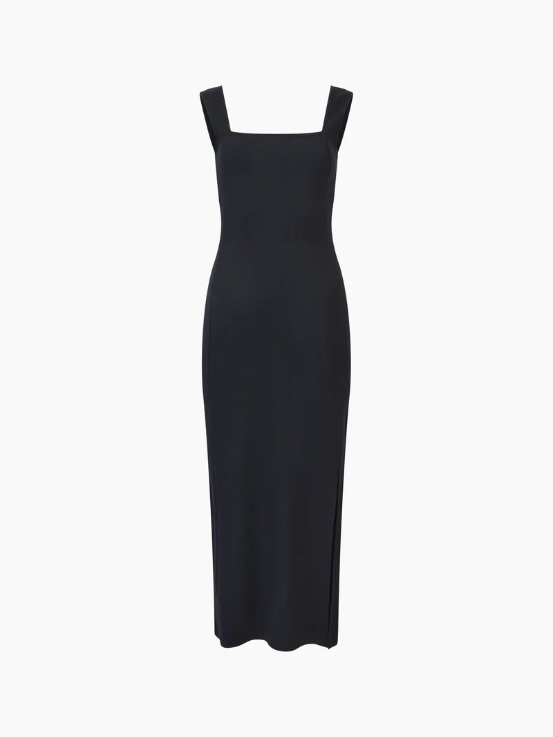 French Connection Rassia Rib Square Neck Dress | Blackout