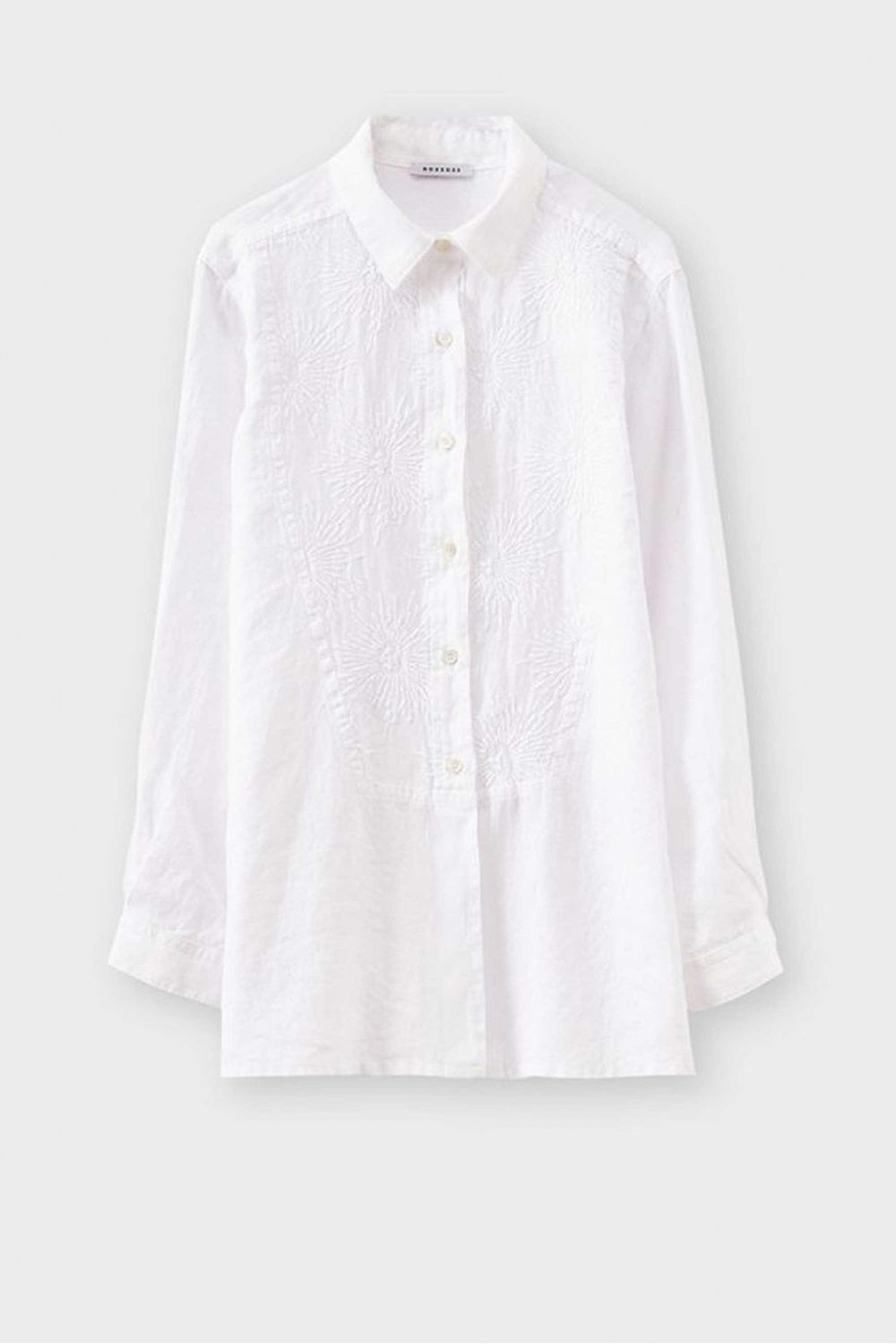 Rosso35 Linen Embroidered Blouse In Off White