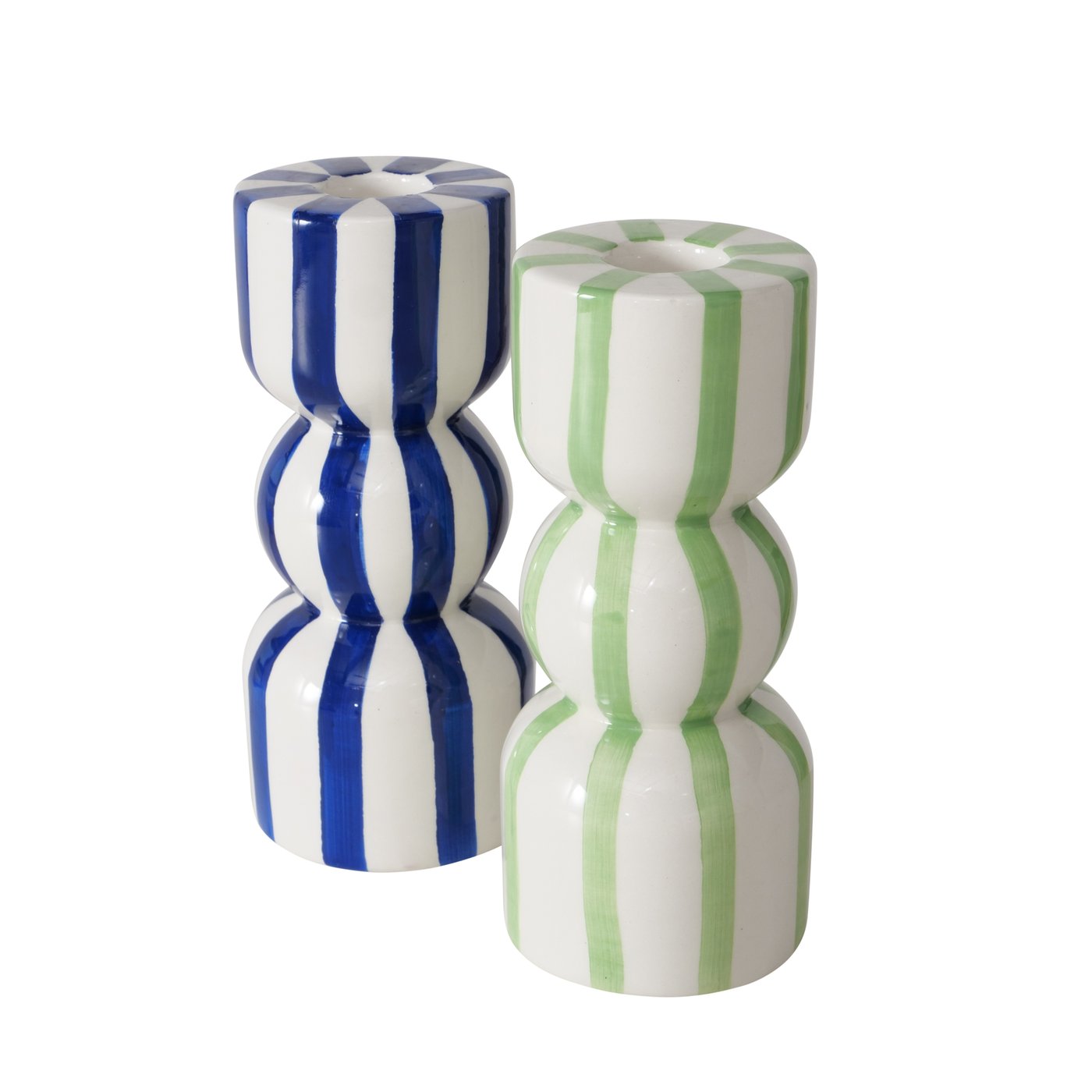 &Quirky Colour Pop Tall Ninara Striped Candle Holder : Blue or Green
