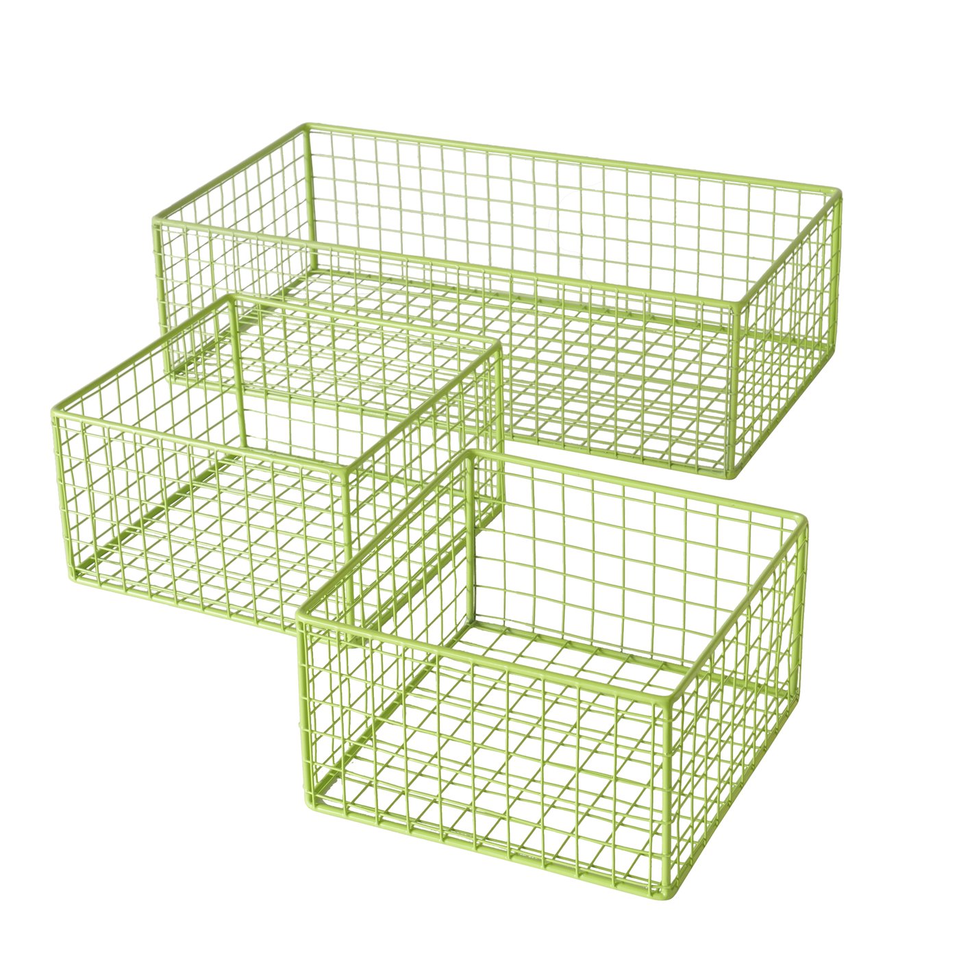 &Quirky Colour Pop Lime Green Wire Basket : Set of 3