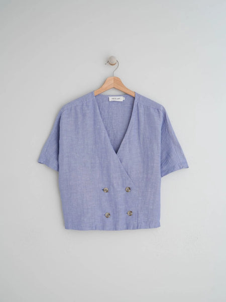 Indi & Cold Indi & Cold Double Button Shirt In Glacial Blue