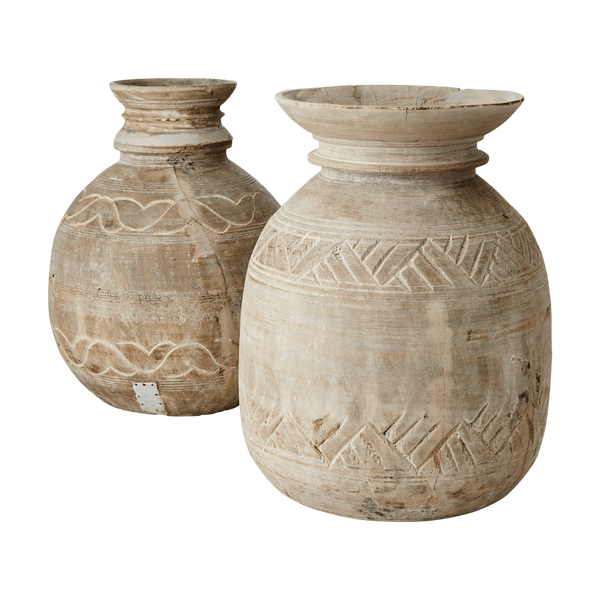 Affari Rustic Wood Urn Vase