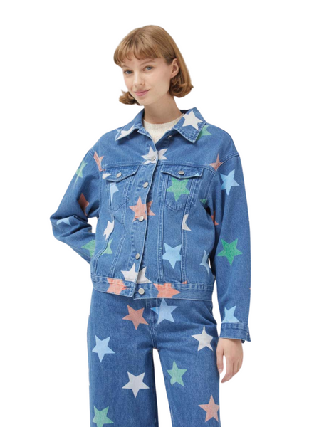 Compania Fantastica Denim Jacket With Coloured Stars From
