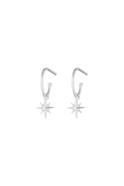 One & Eight Silver Starlight Hoop Stud Earrings