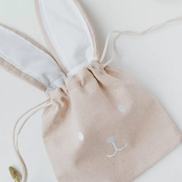 TUSKcollection Fabric Drawstring Bag Bunny Rabbit Design Large