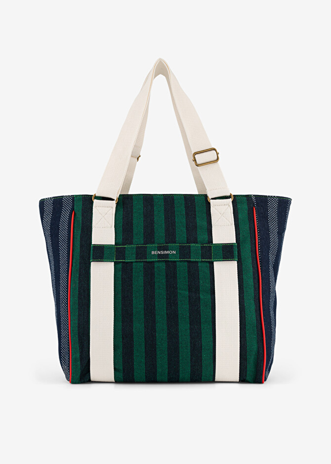 Bensimon Vert Mixed Striped Shopping Bag