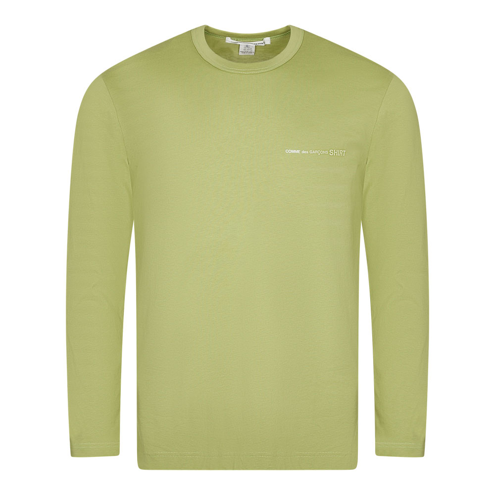 comme-des-garcons-long-sleeve-logo-t-shirt-khaki