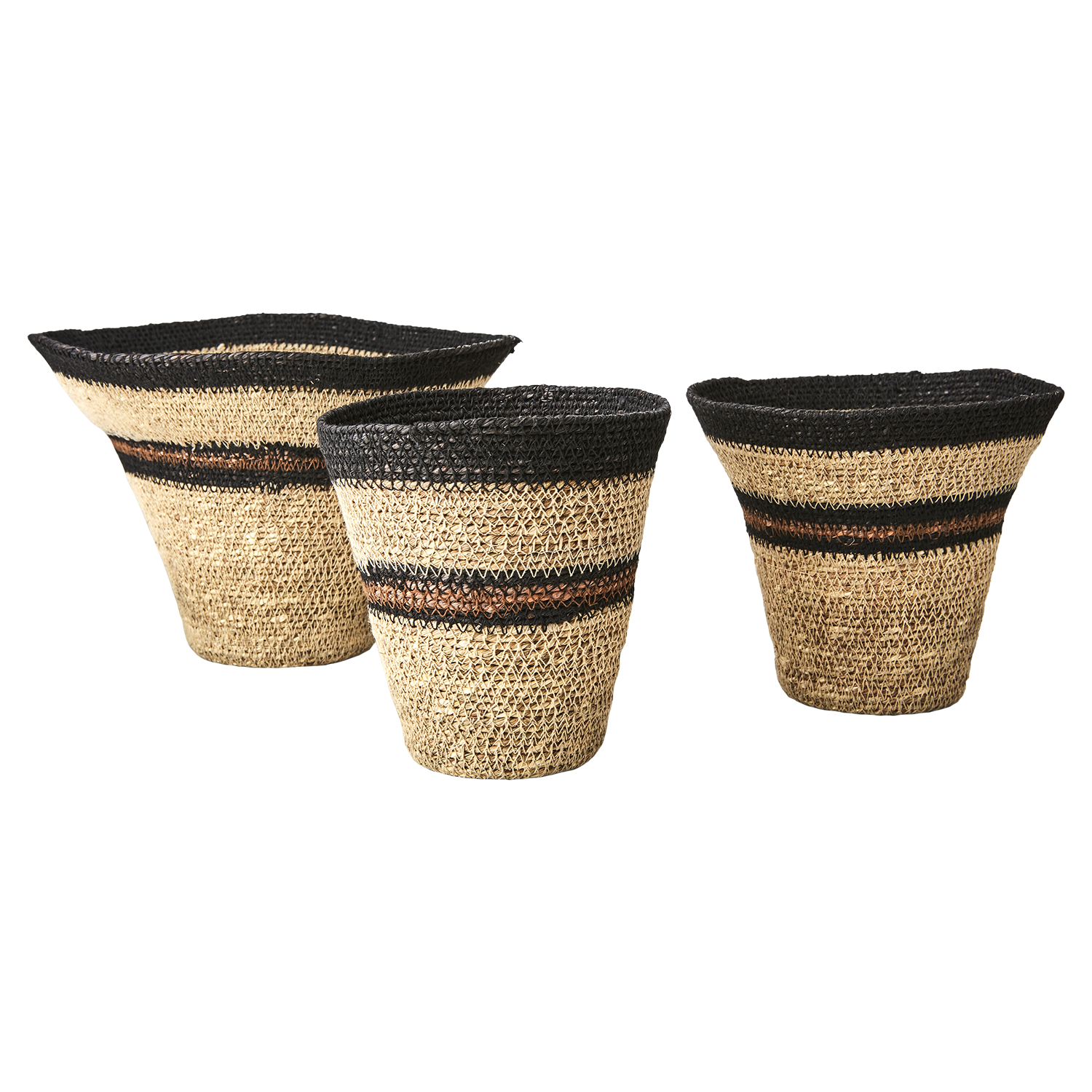 Affari MADIBA Basket, set of 3, Natural/black/brown