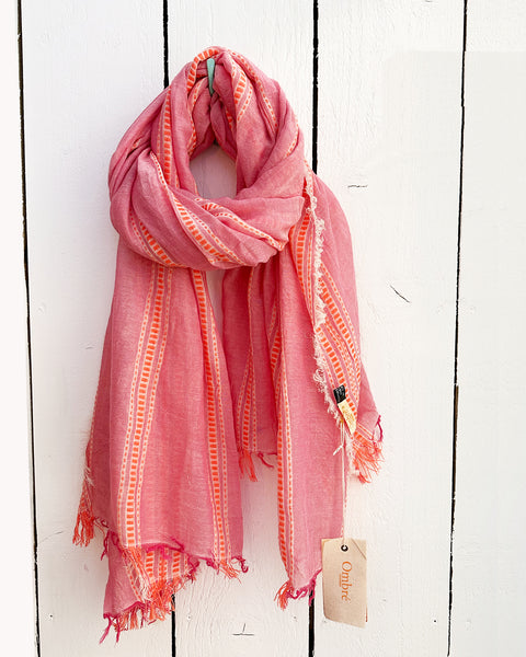 Ombre London Pink Textured Lightweight Scarf