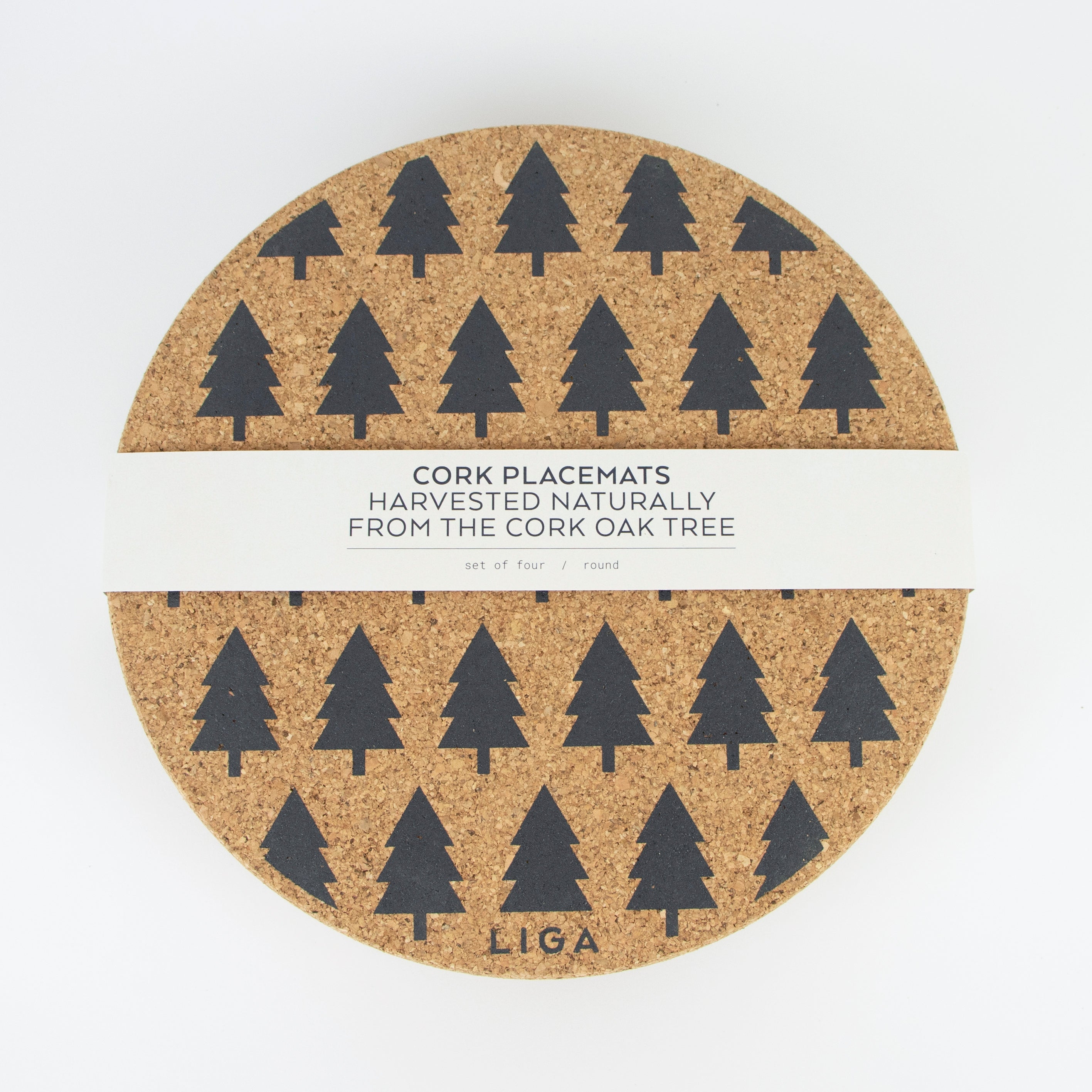 LIGA White Cork Placemats Set | Trees