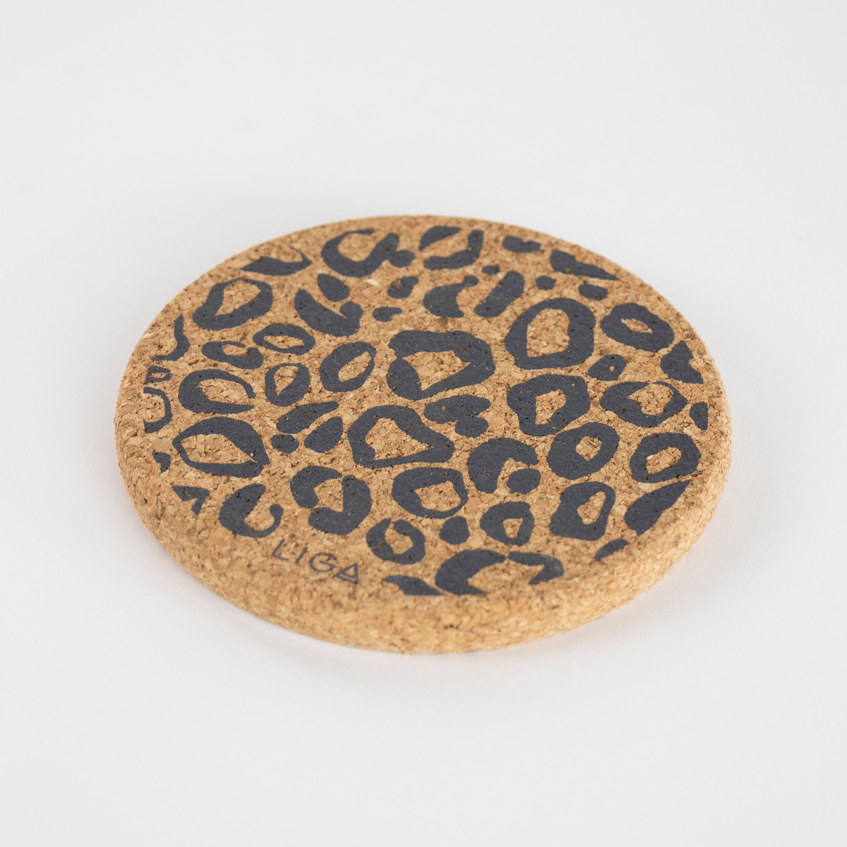 LIGA Single / Grey Cork Coasters | Leopard Print