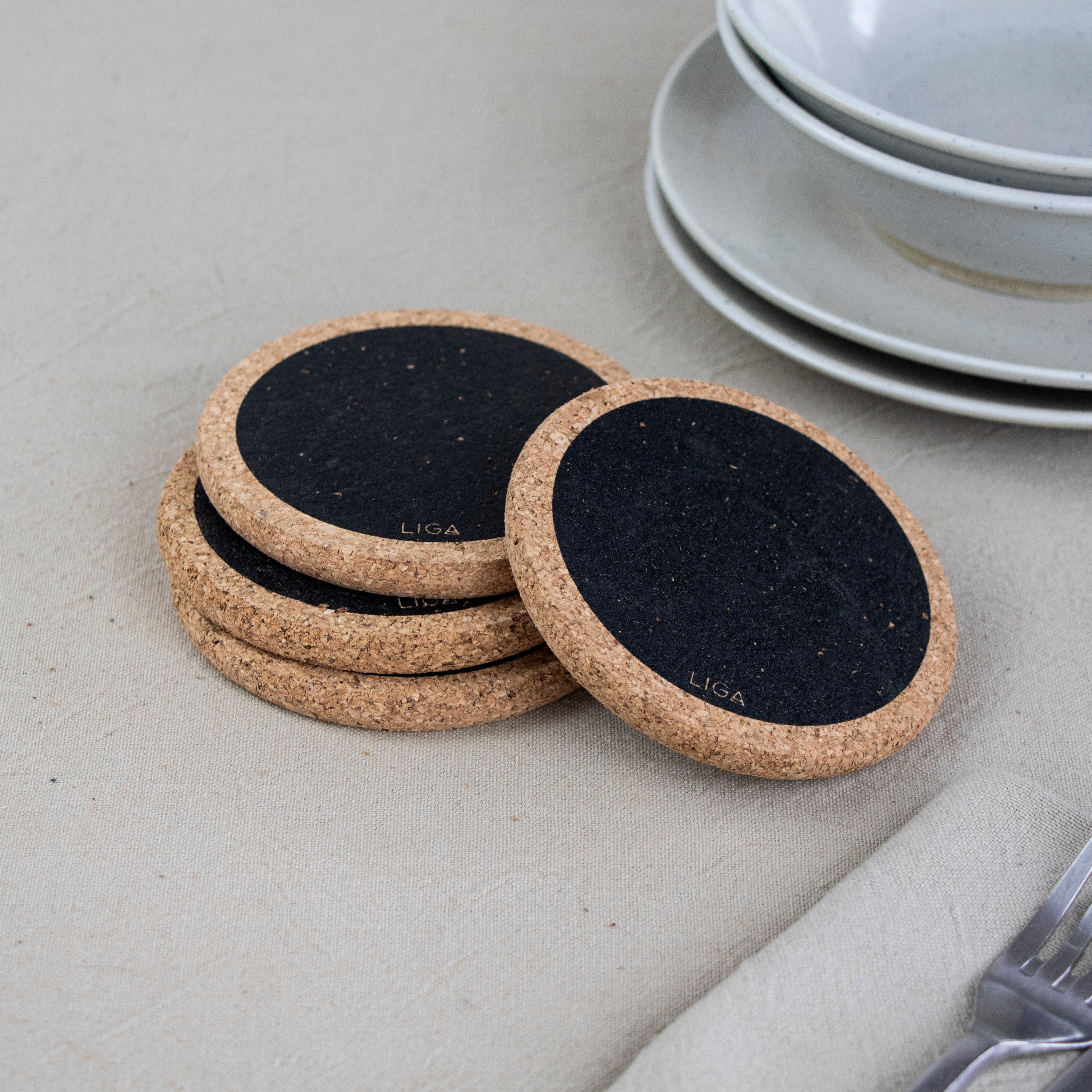 LIGA Set of Cork Coasters Black Hole