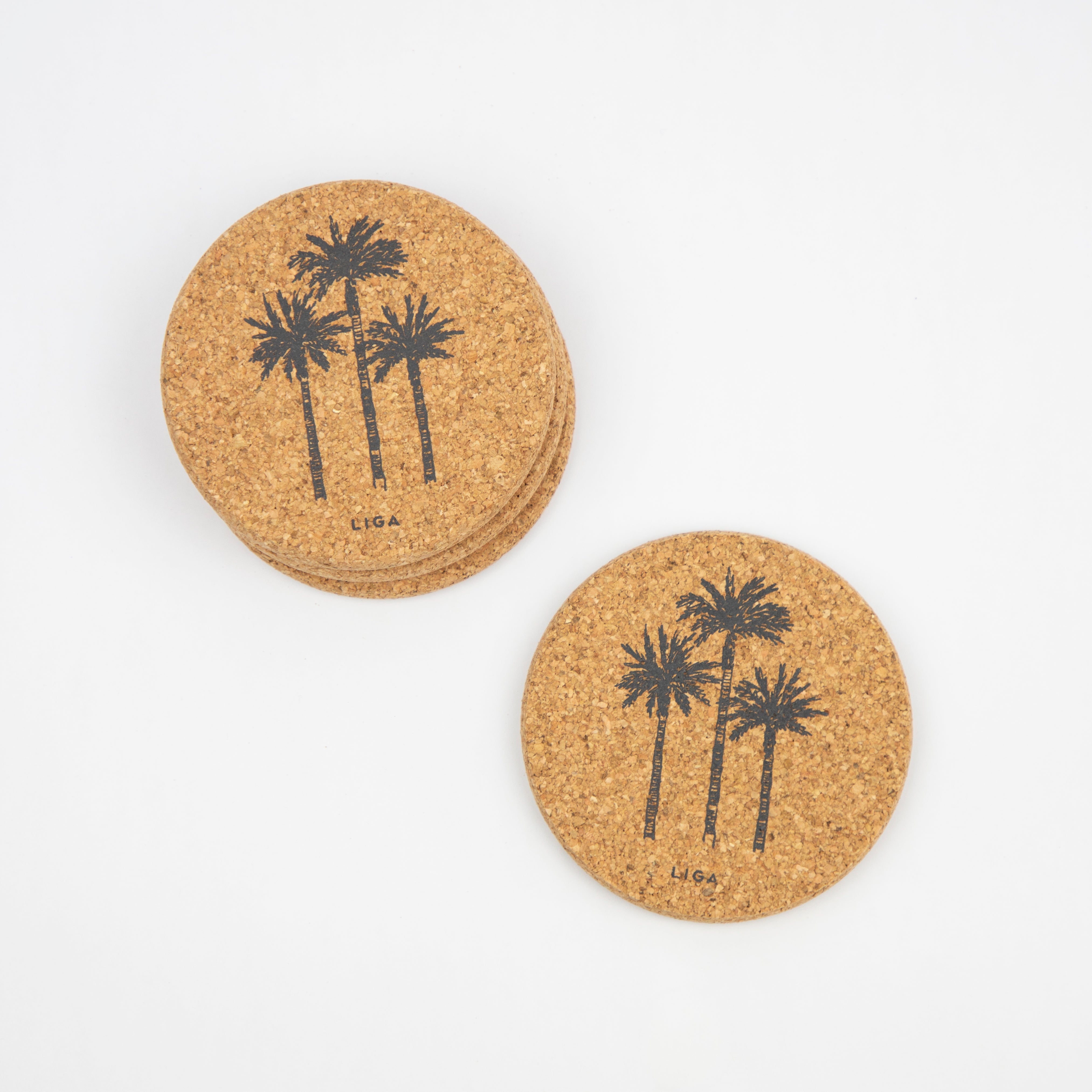 LIGA Single / Grey Cork Coasters | Palms