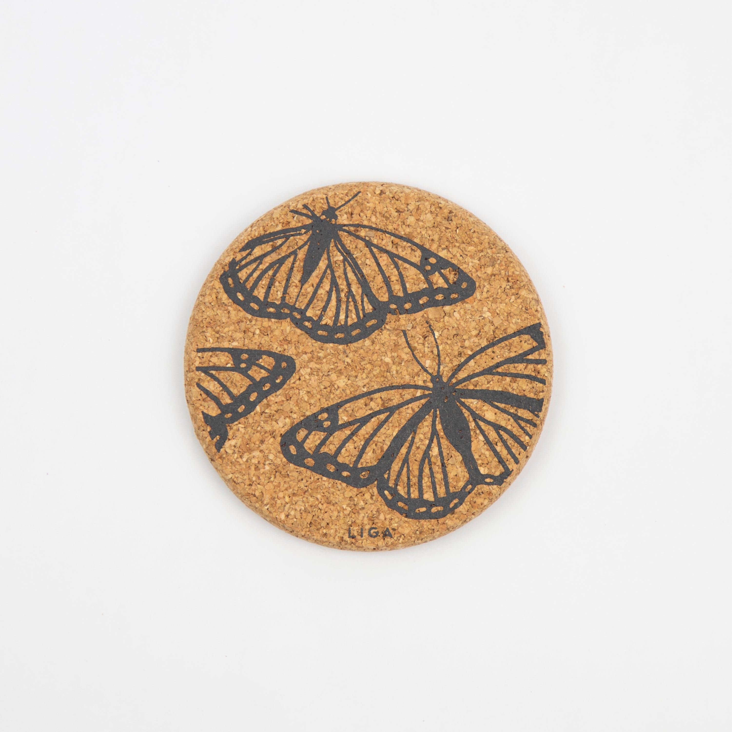 LIGA Single / Grey Cork Coasters | Butterflies