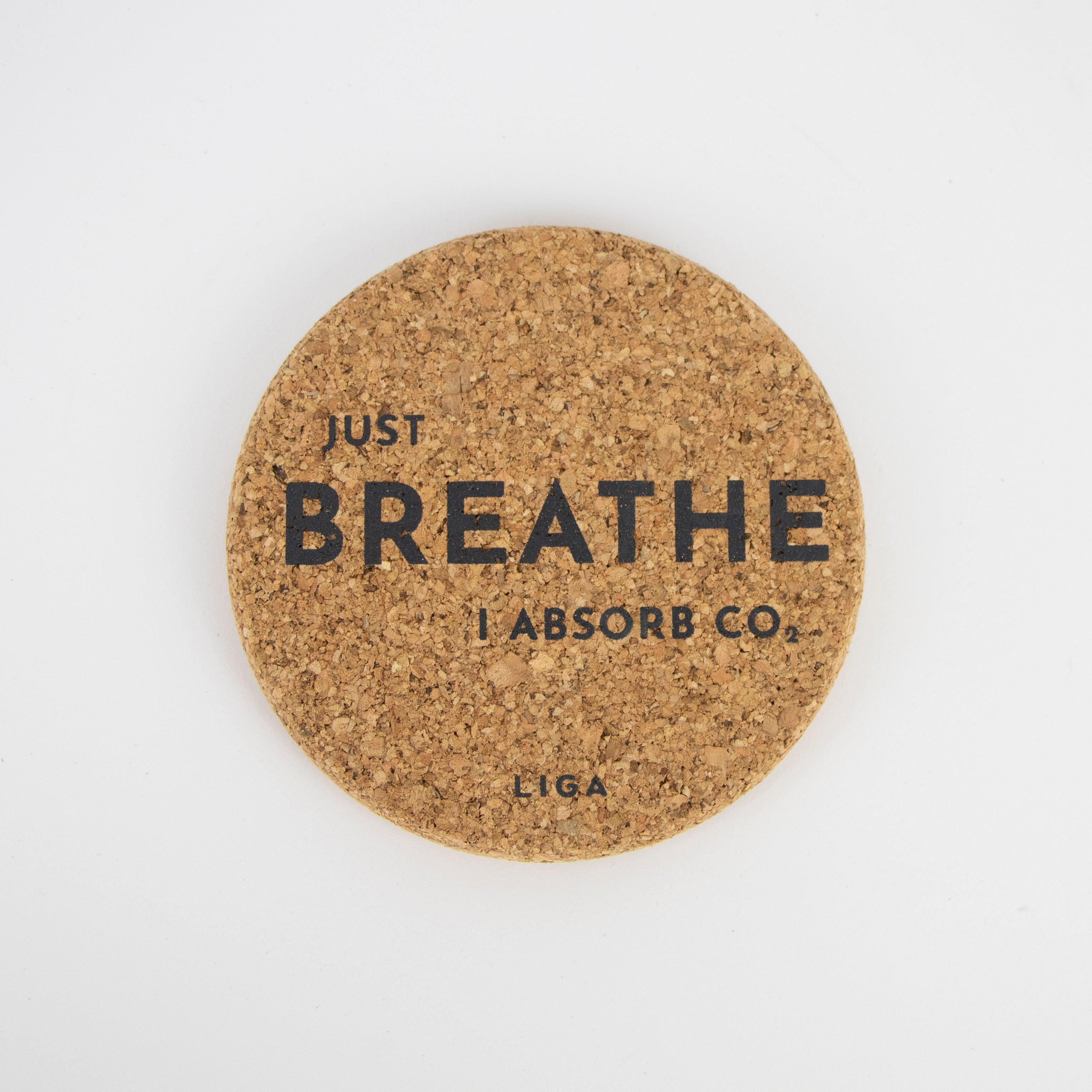 Loveliga.Com Single Cork Coasters | Just Breathe