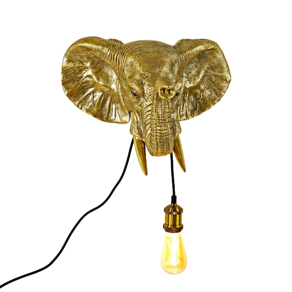 Werner Voss Gold Jumbo Elephant Wall Light
