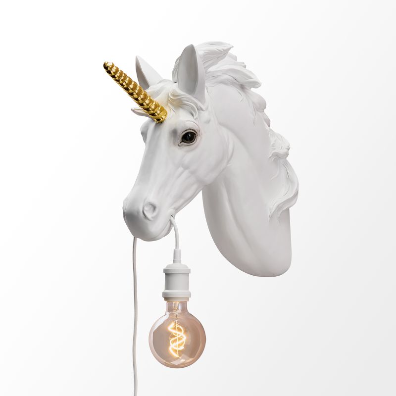 Werner Voss Magical White & Gold Hugh Unicorn Wall Lamp
